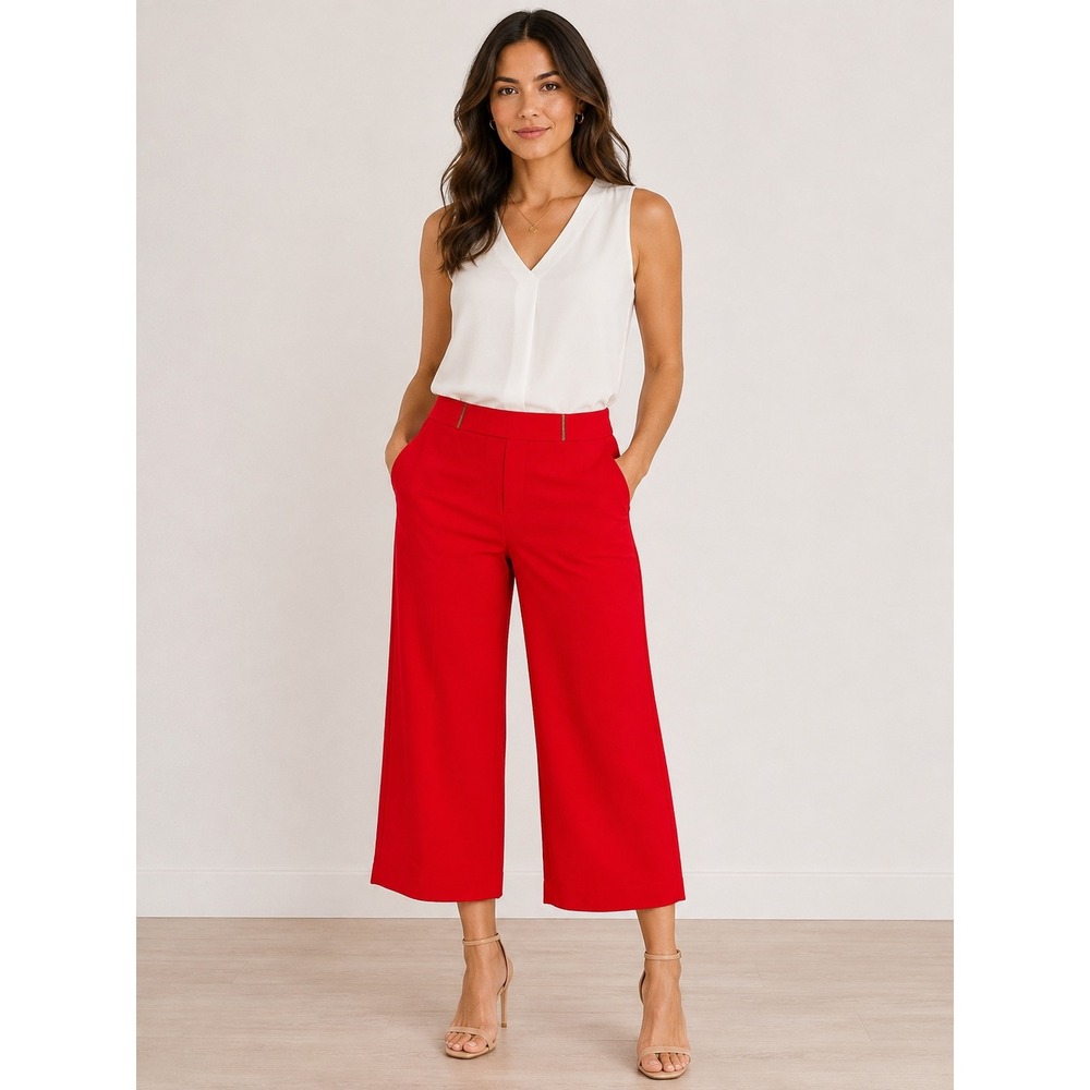 NWT Marc New York Andrew Marc XL Red Wide Leg Crop Pants Stretch Pull On